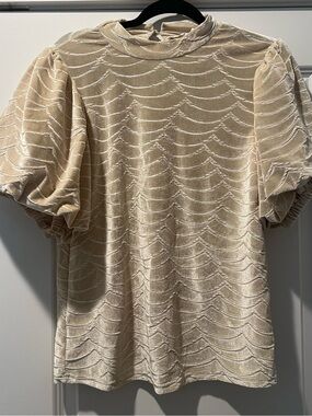 THML Women's Cream Velvet Puff-Sleeve Top